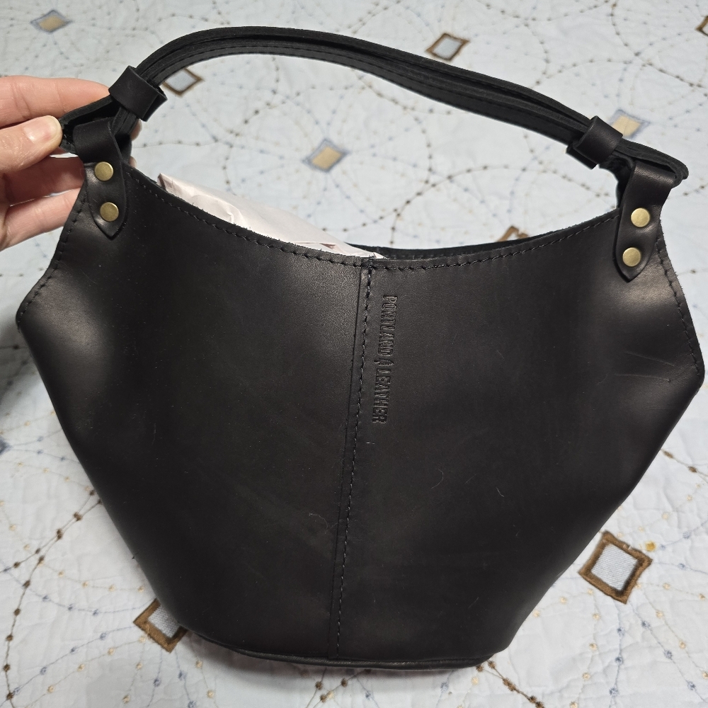 Portland Leather Small Black Kangaroo Handbag